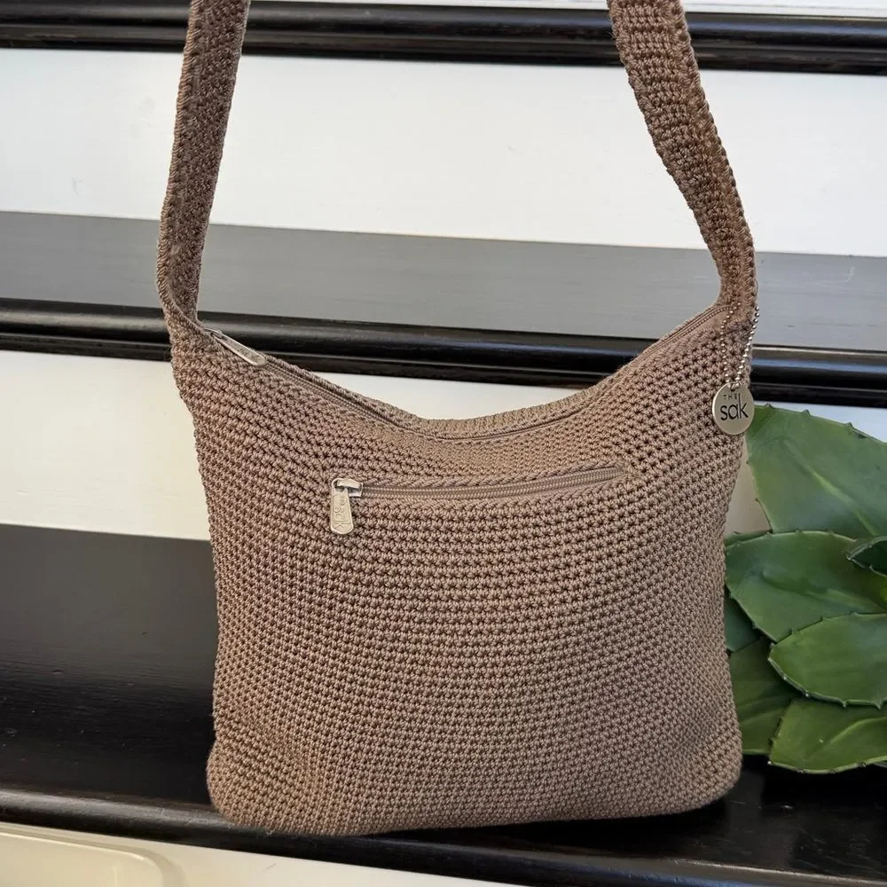 The Sak woven neutral shoulder purse clean non smoking tan boho relaxed vibe - Picture 1 of 10